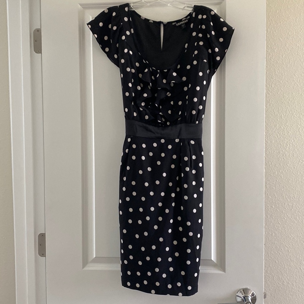 Express Black and White Polka Dot Dress size 6